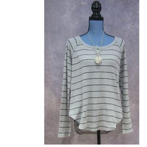 NEW So Waffle Knit Top High Low Gray Black Henley